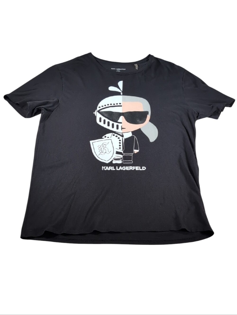 Karl Lagerfeld Split Personality Black T-Shirt Size Large